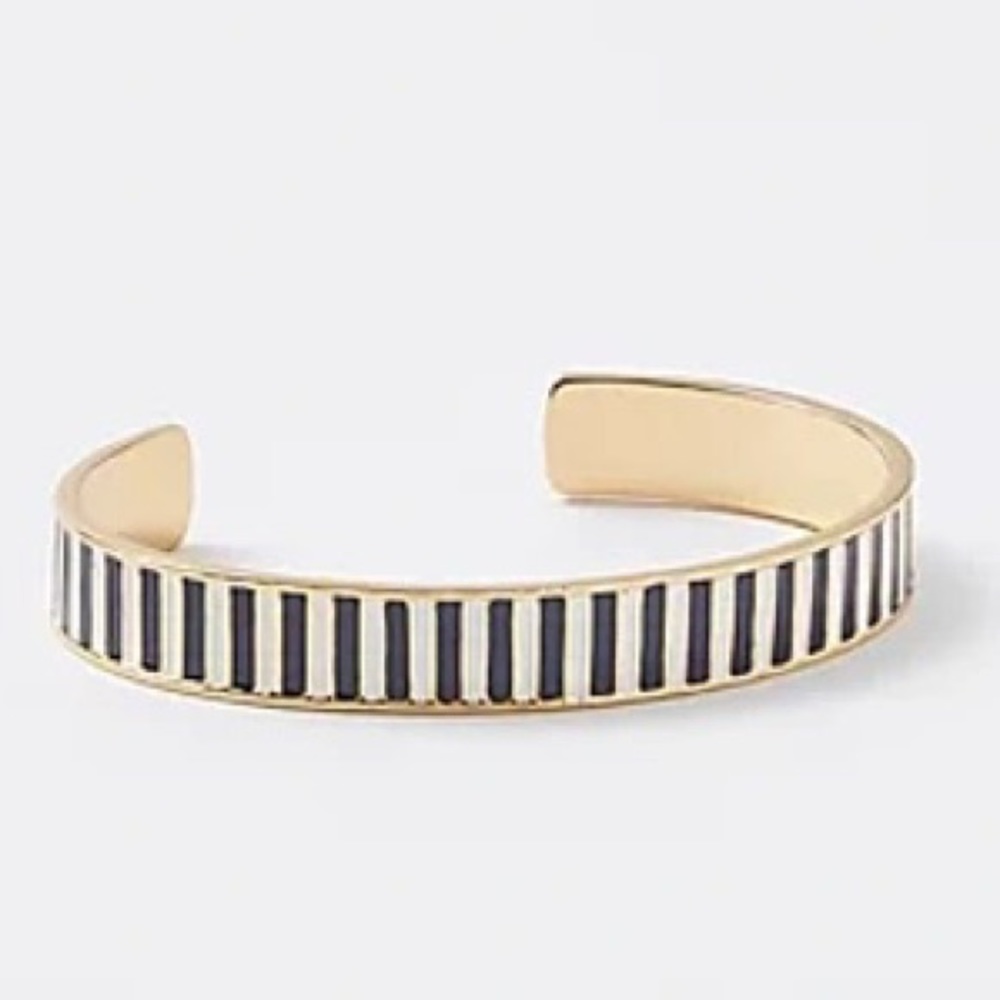 Ann Taylor Gold and Black Striped Cuff Bracelet
